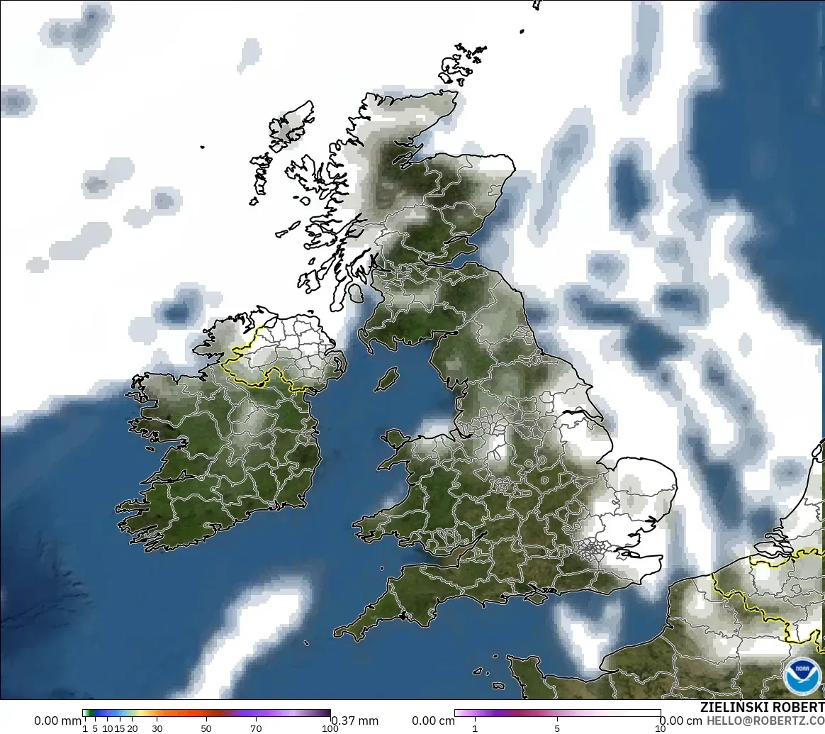 GFS modelo - Reino Unido, Precipitación, nubes y presión