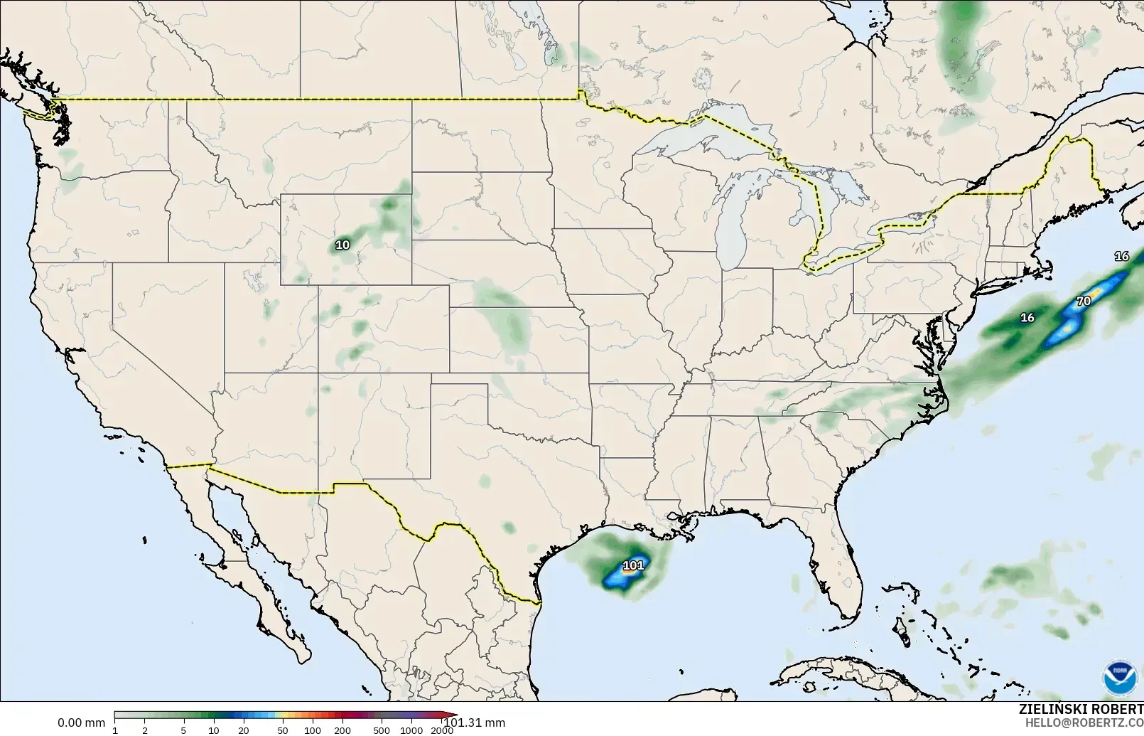 GFS modelo - Estados Unidos, Acumulación de precipitación