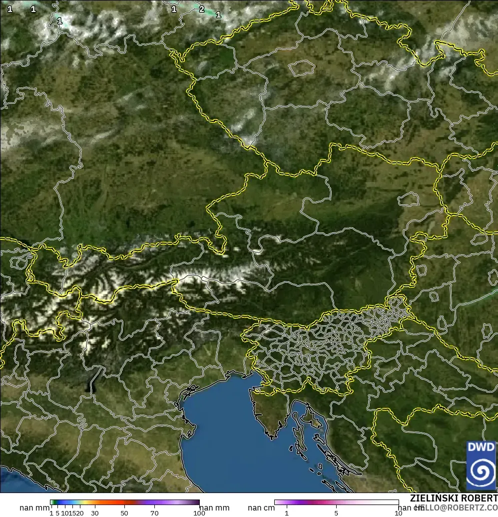 ICON Alemania 2 km modelo - Austria, Precipitación, nubes y presión