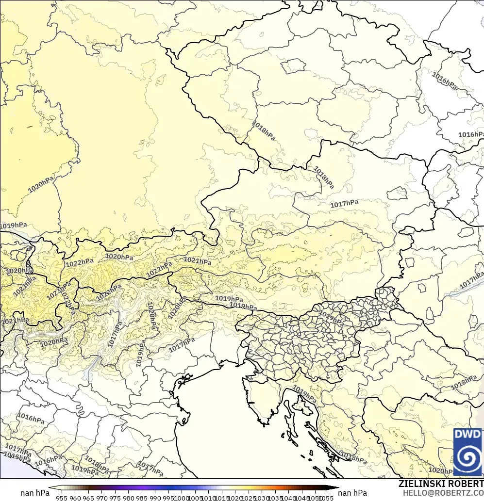 ICON Alemania 2 km modelo - Austria, Presión