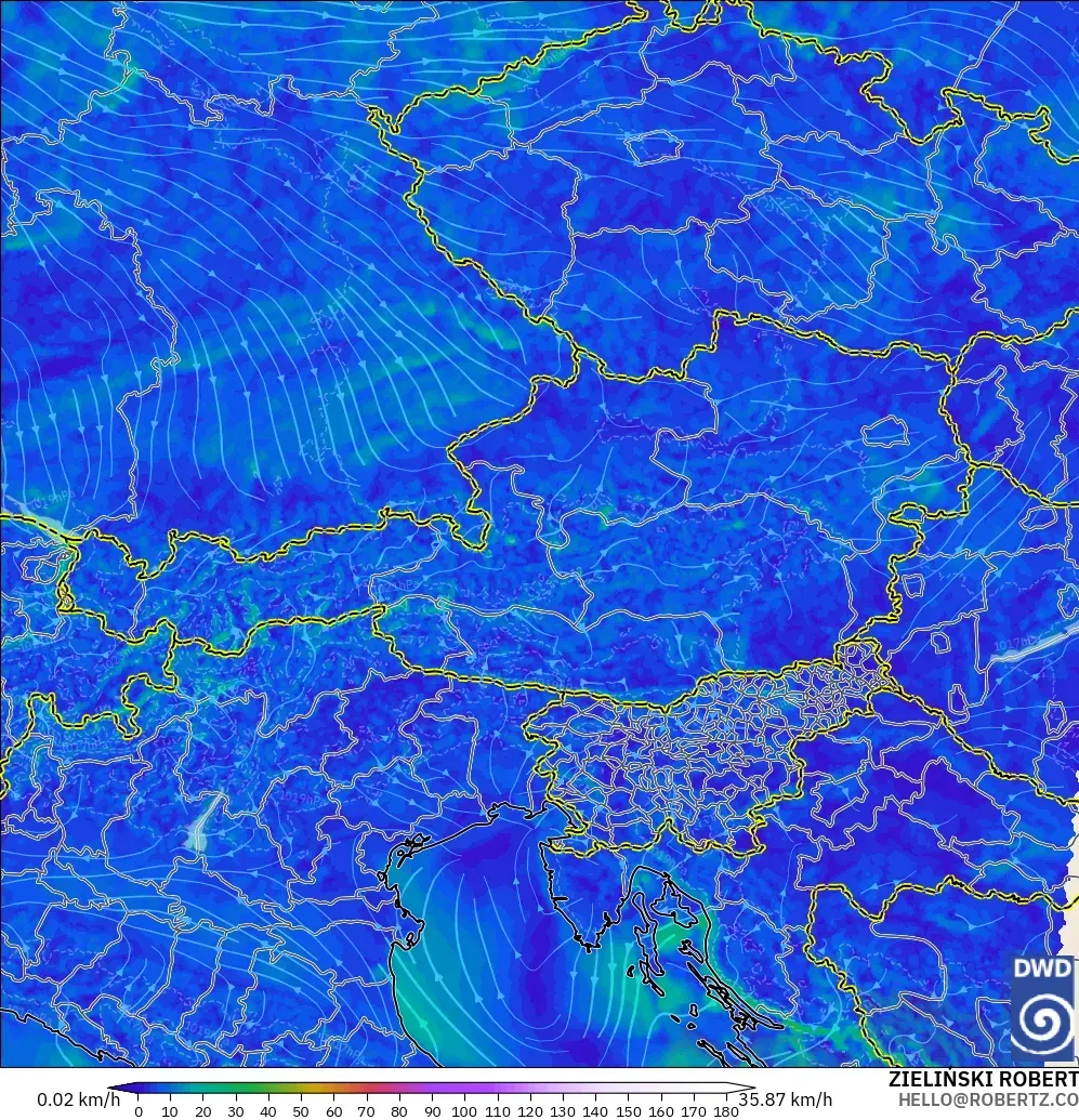 ICON Alemania 2 km modelo - Austria, Viento a 10 m