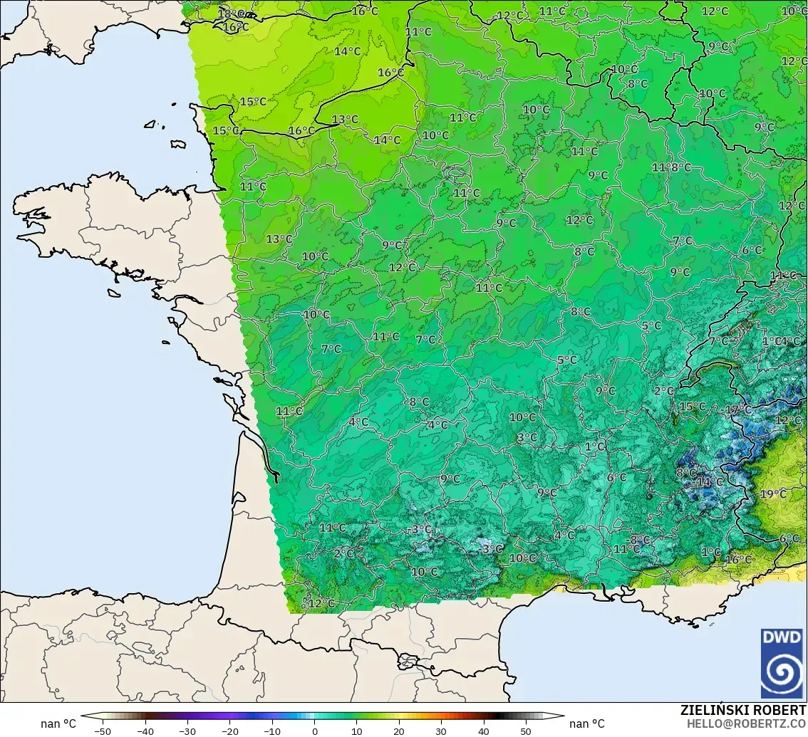 ICON Alemania 2 km modelo - Francia, Punto de rocío a 2 m