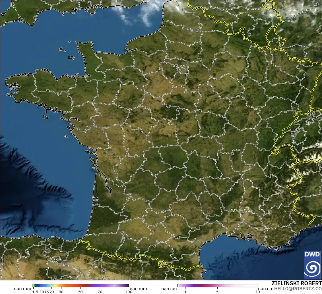 ICON Alemania 2 km modelo - Francia, Precipitación, nubes y presión