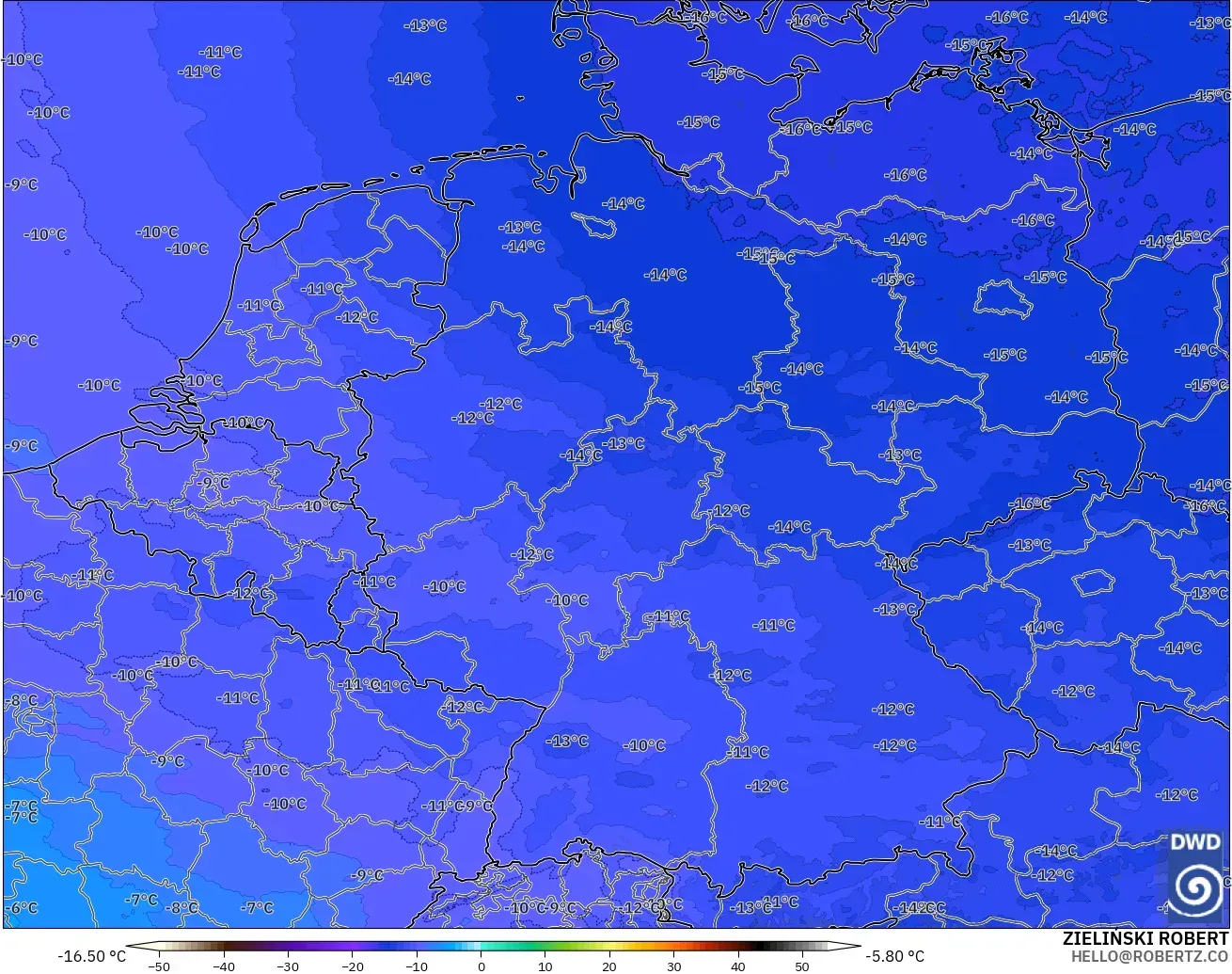 ICON Alemania 2 km modelo - Alemania, Temperatura a 500 hPa