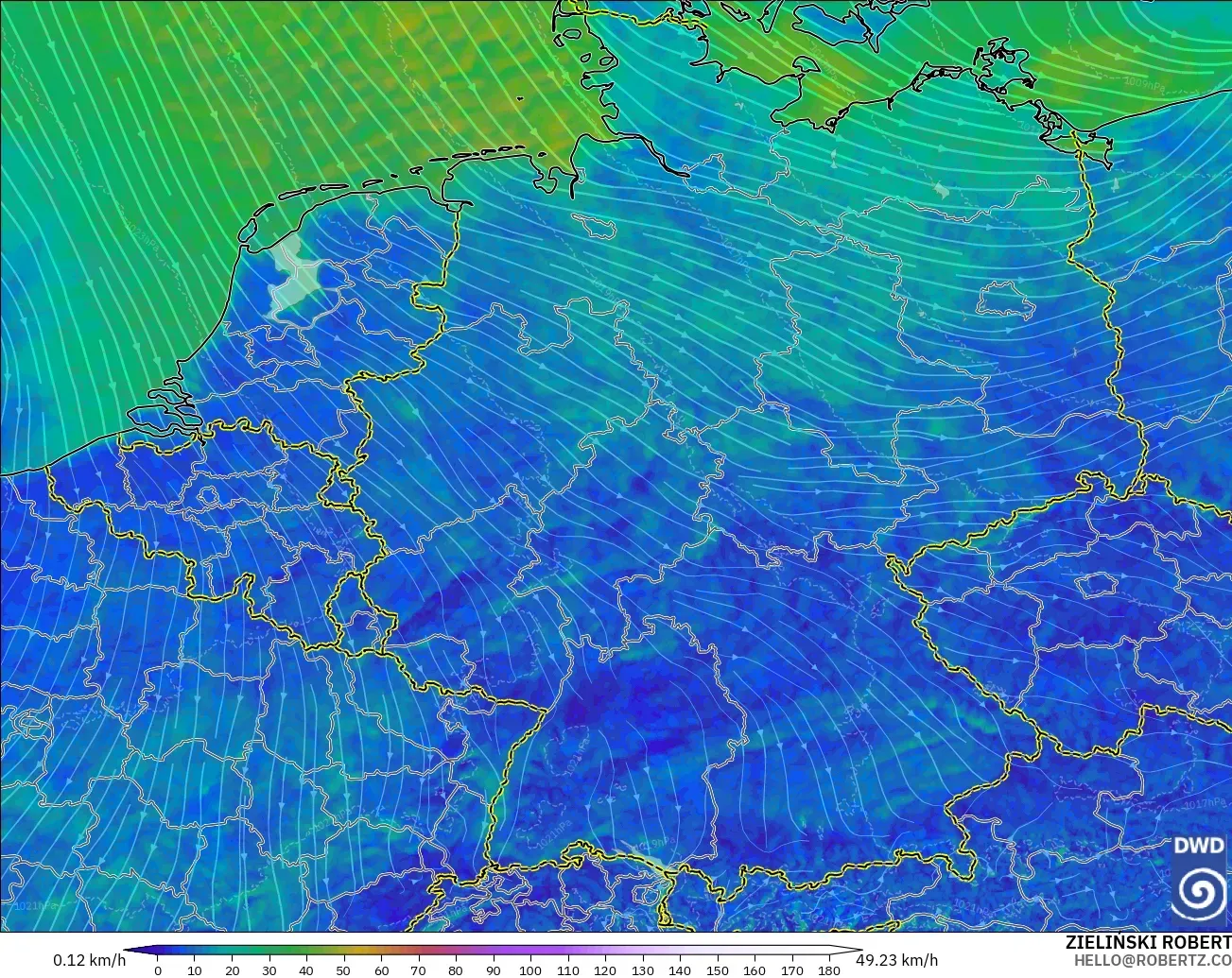 ICON Alemania 2 km modelo - Alemania, Viento a 10 m