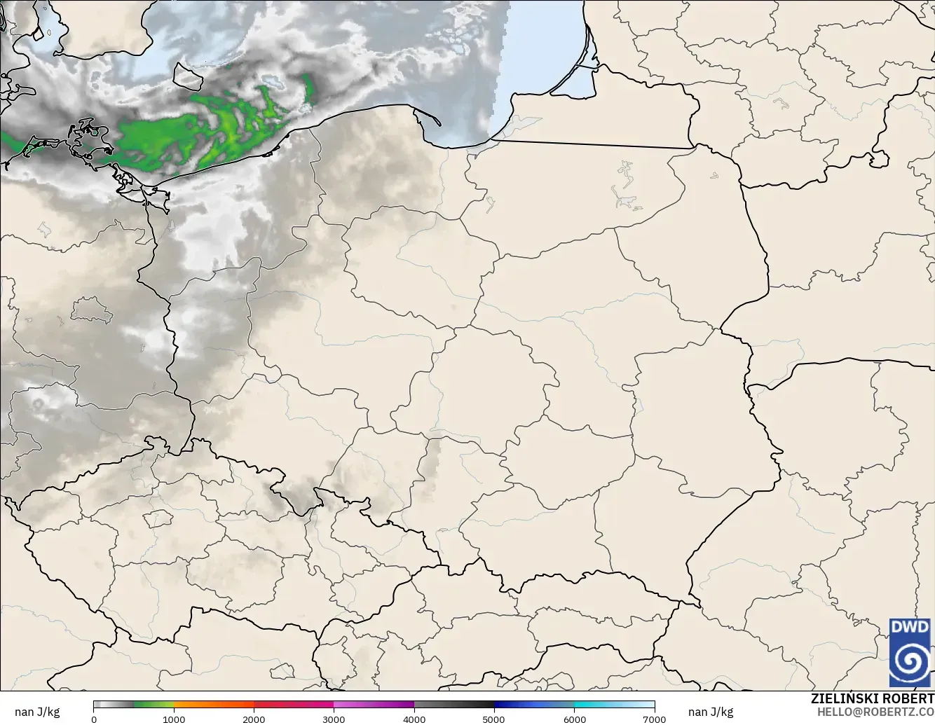ICON Alemania 2 km modelo - Polonia, CAPE