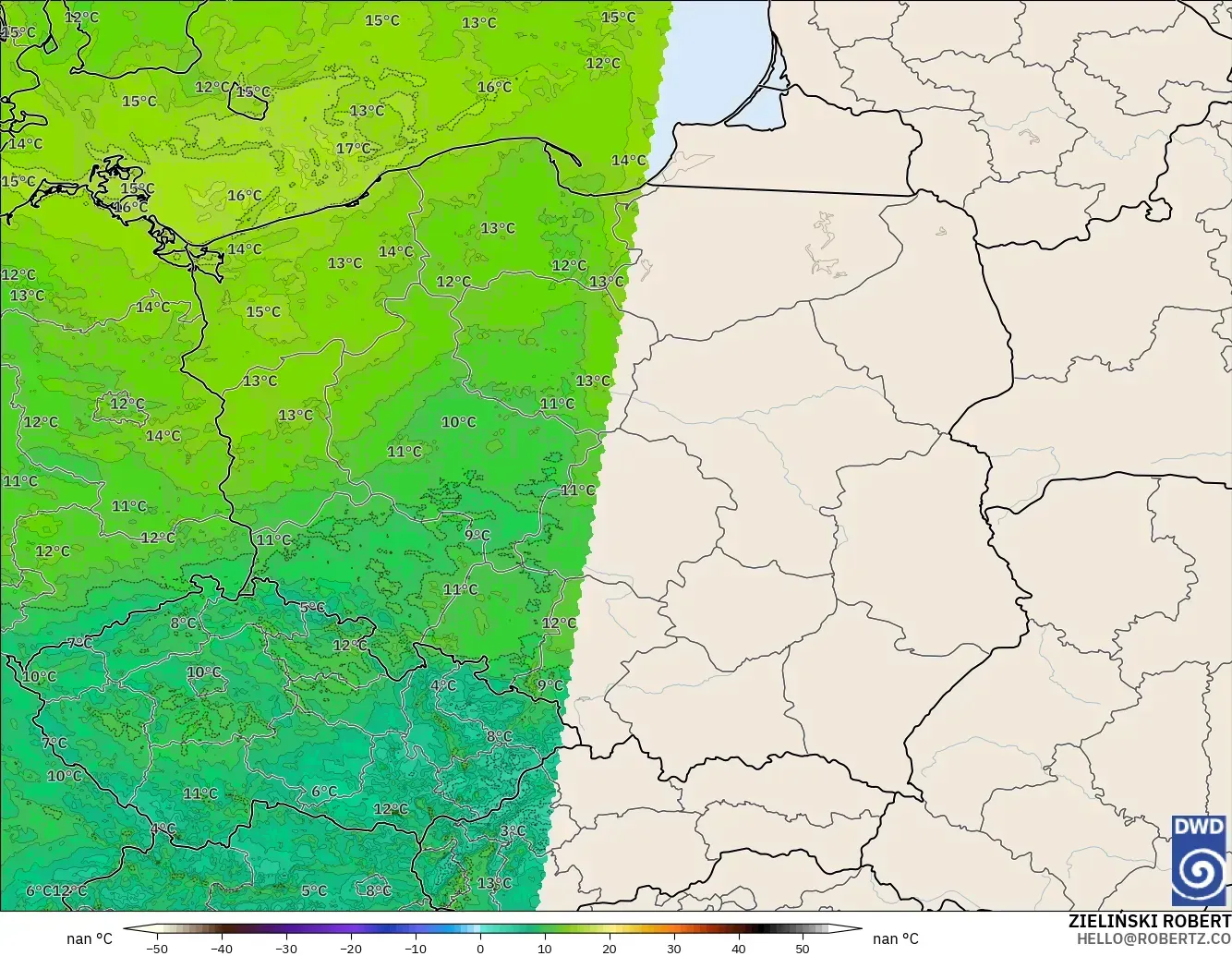 ICON Alemania 2 km modelo - Polonia, Punto de rocío a 2 m