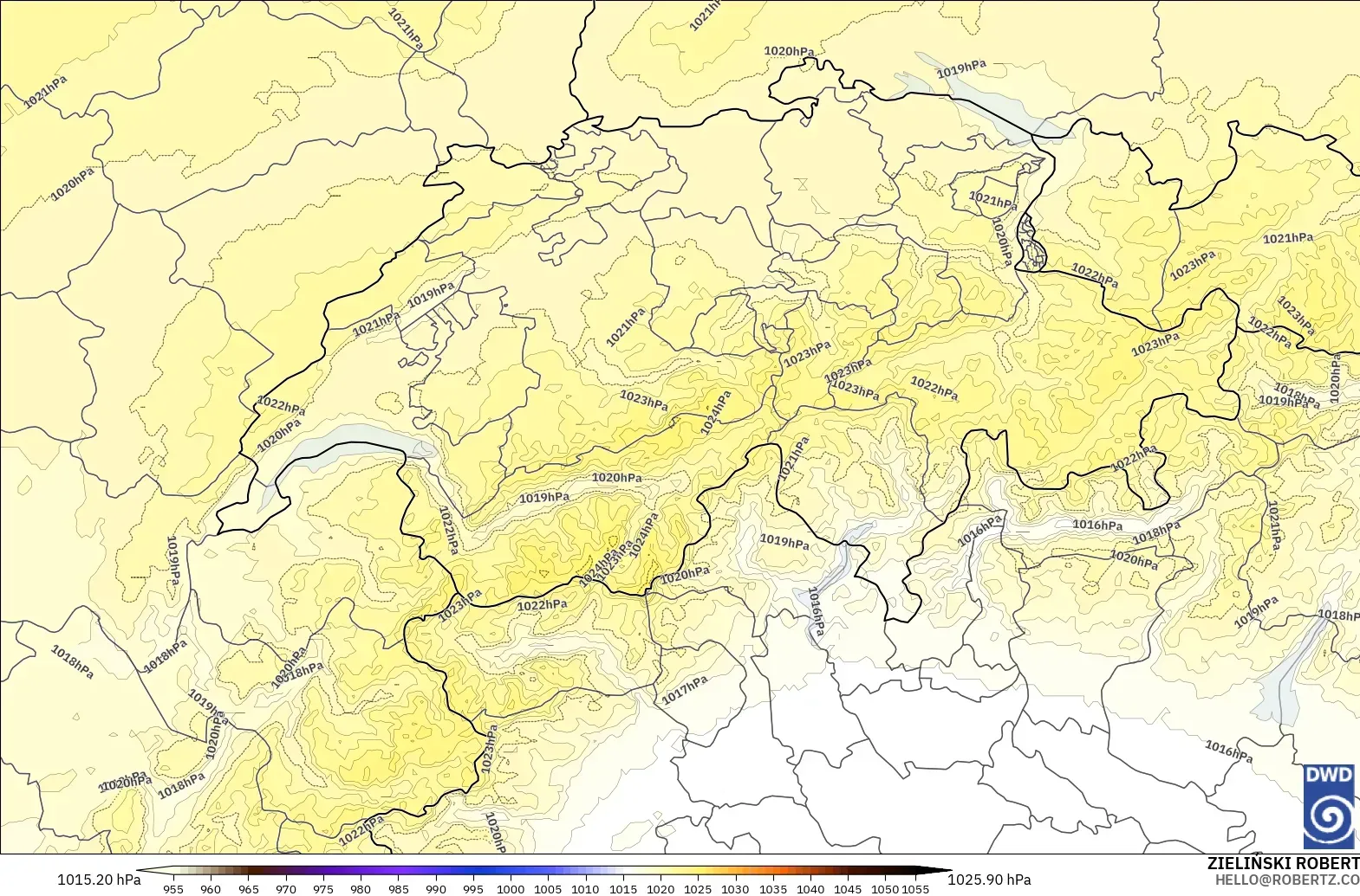 ICON Alemania 2 km modelo - Suiza, Presión
