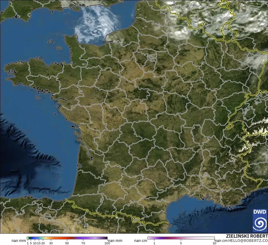 ICON Alemania 2 km modelo - Francia, Precipitación, nubes y presión