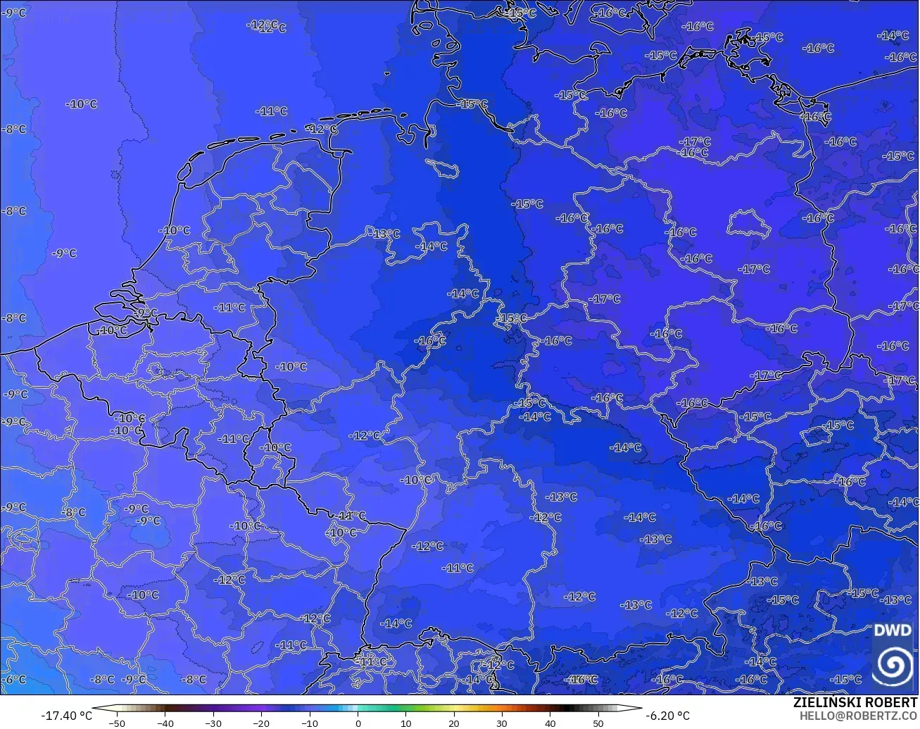 ICON Alemania 2 km modelo - Alemania, Temperatura a 500 hPa