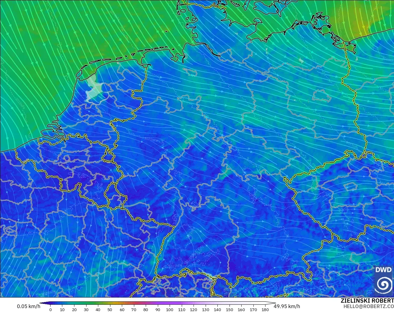 ICON Alemania 2 km modelo - Alemania, Viento a 10 m