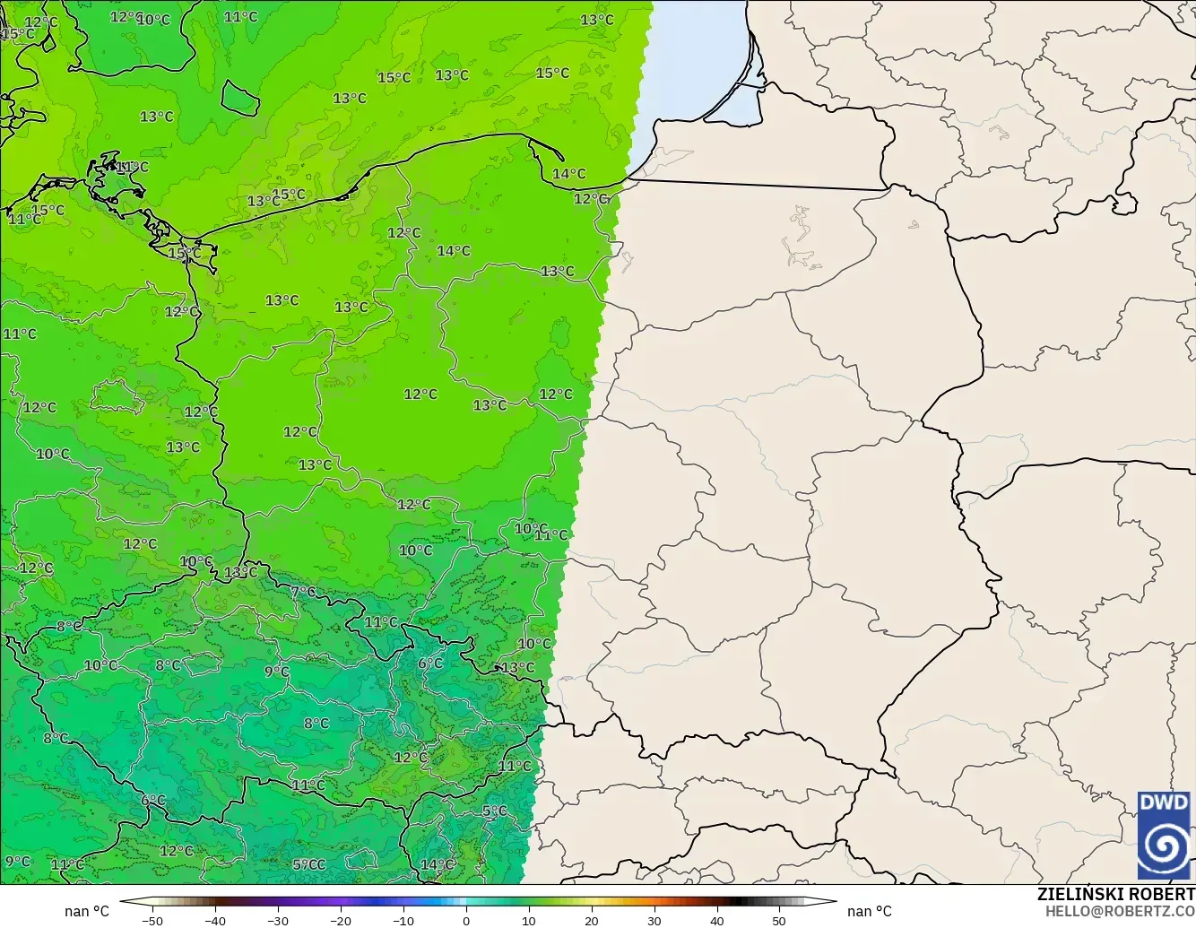ICON Alemania 2 km modelo - Polonia, Punto de rocío a 2 m