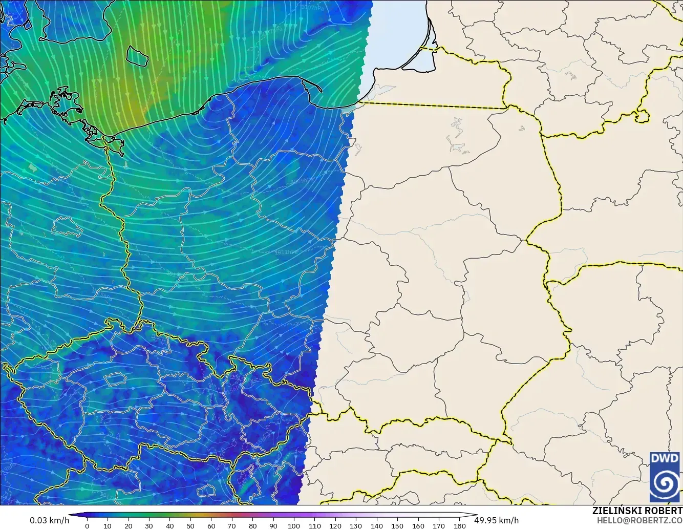 ICON Alemania 2 km modelo - Polonia, Viento a 10 m