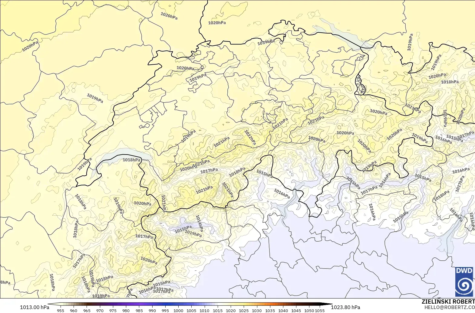 ICON Alemania 2 km modelo - Suiza, Presión
