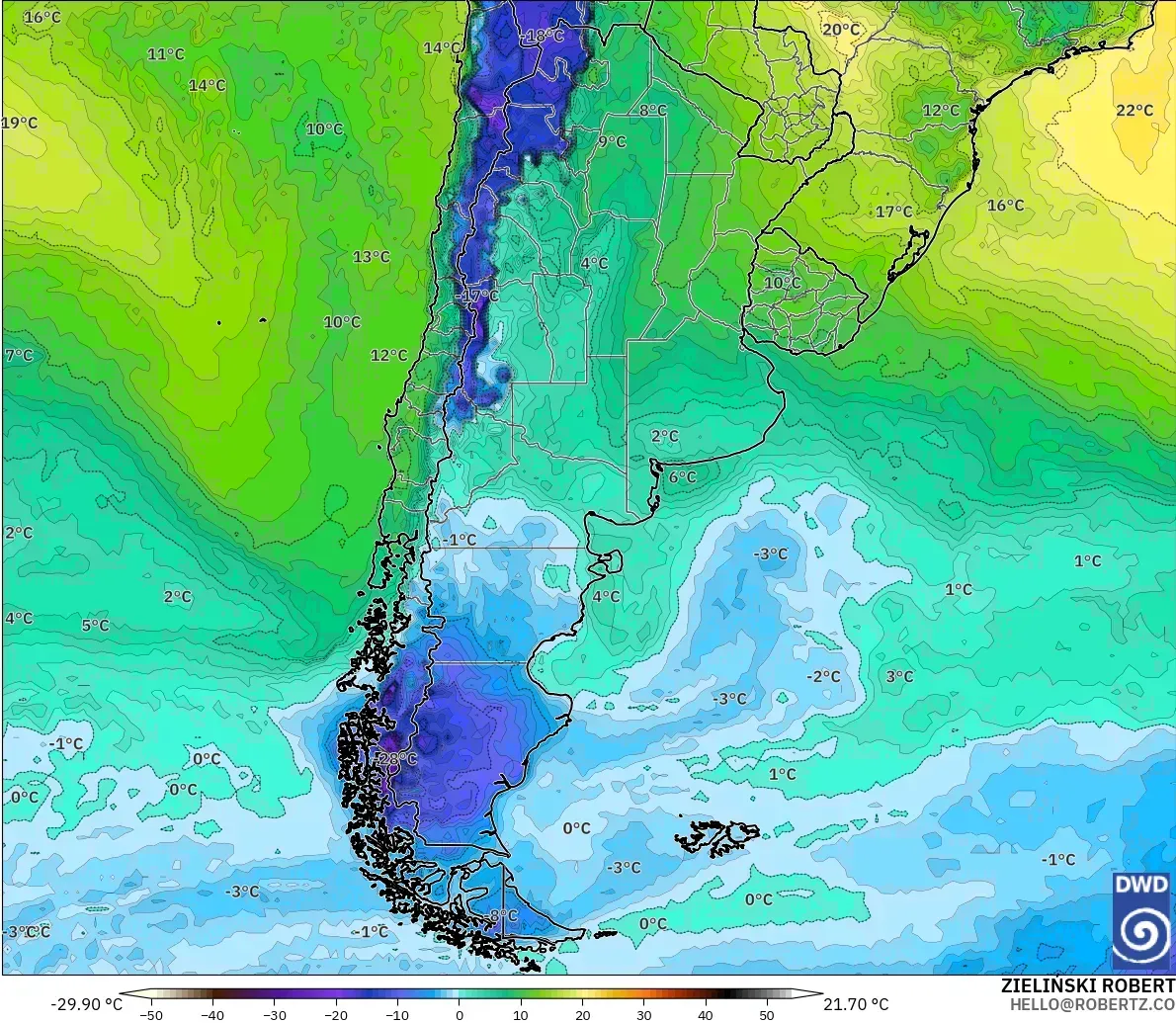 ICON modelo - Argentina, Punto de rocío a 2 m