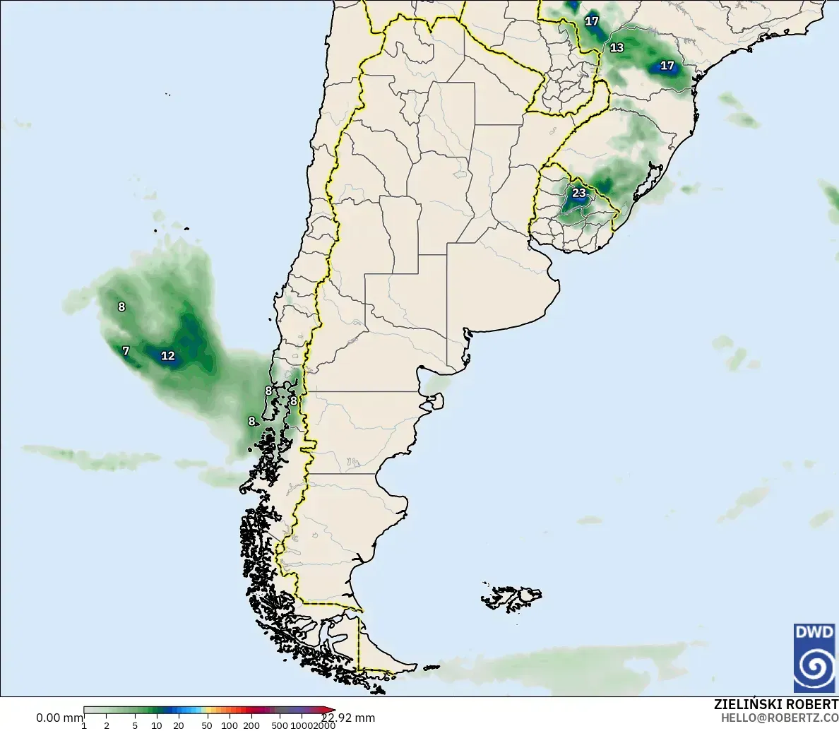 ICON modelo - Argentina, Acumulación de precipitación