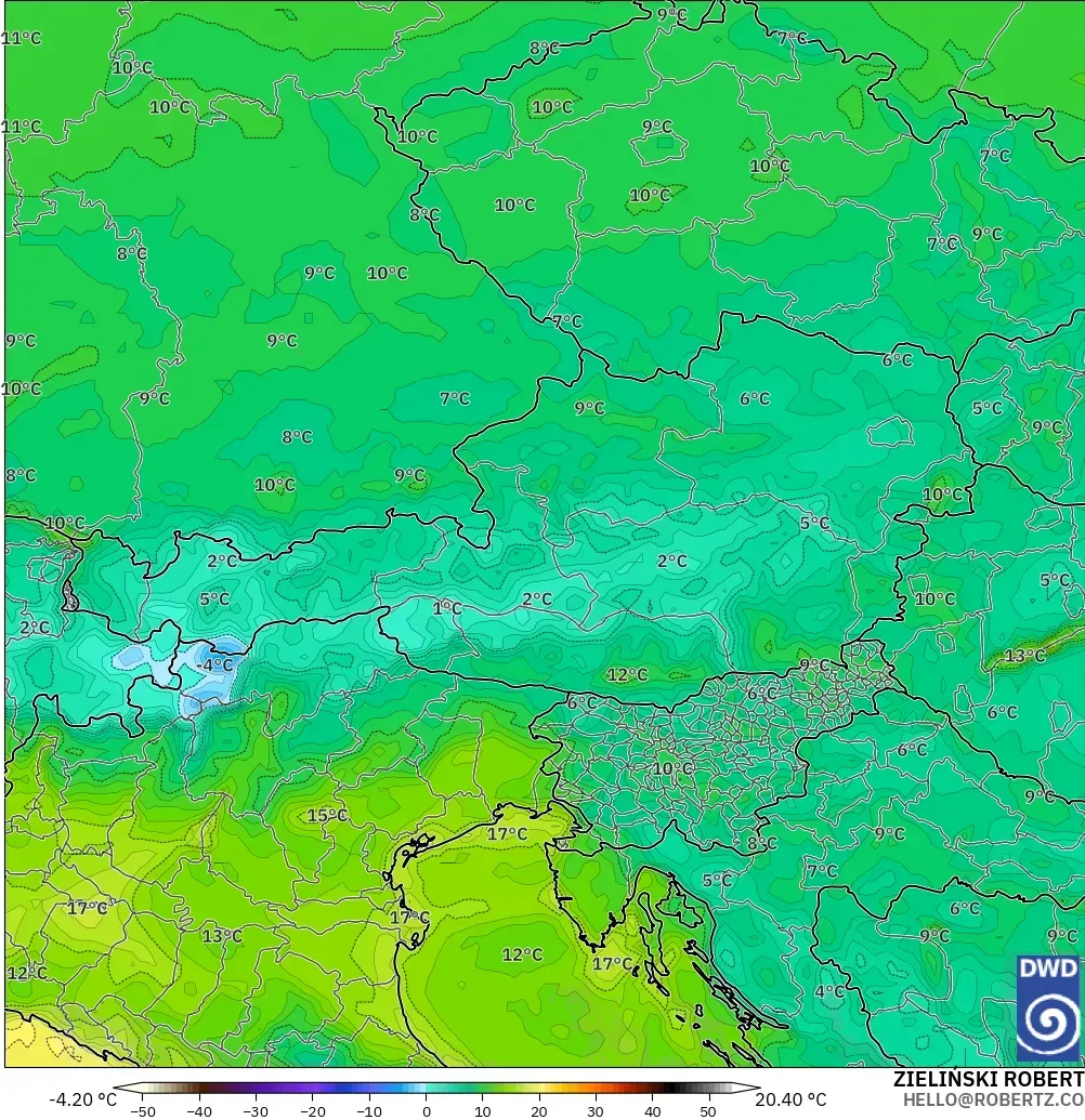 ICON modelo - Austria, Punto de rocío a 2 m