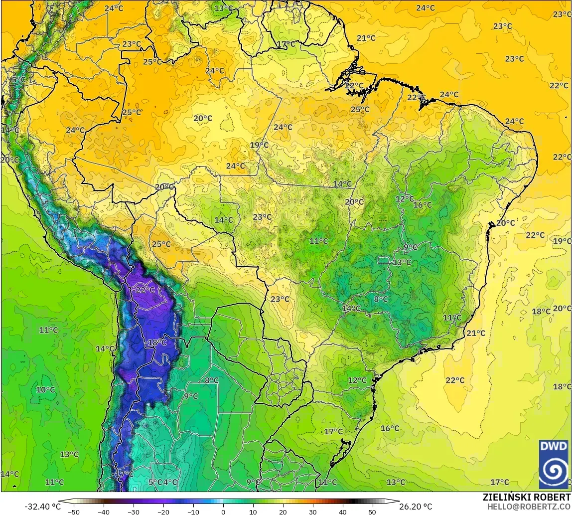 ICON modelo - Brasil, Punto de rocío a 2 m