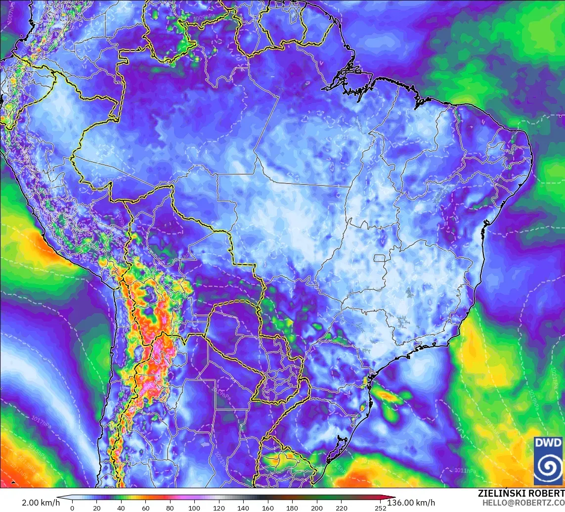 ICON modelo - Brasil, Ráfagas de Viento Máximas