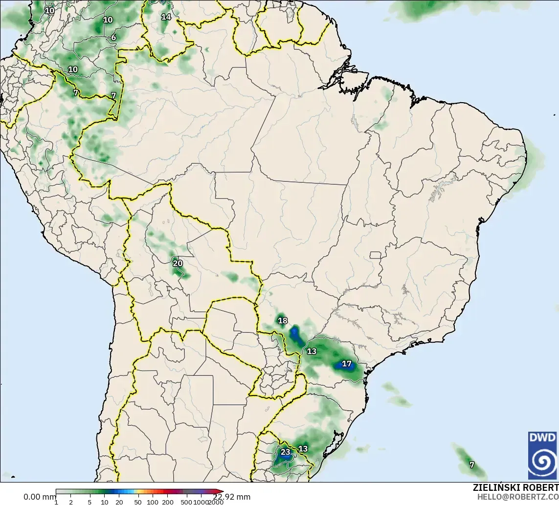 ICON modelo - Brasil, Acumulación de precipitación