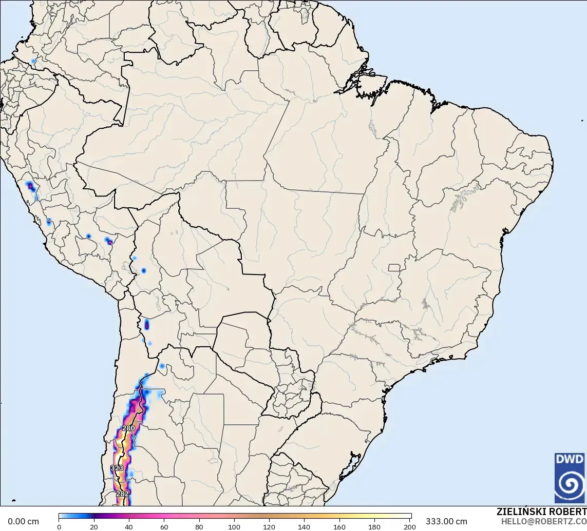 ICON modelo - Brasil, Profundidad de nieve