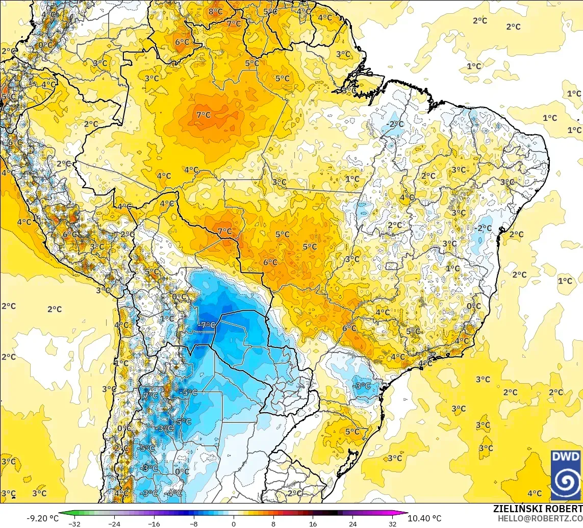 ICON modelo - Brasil, Anomalía de temperatura a 2 m
