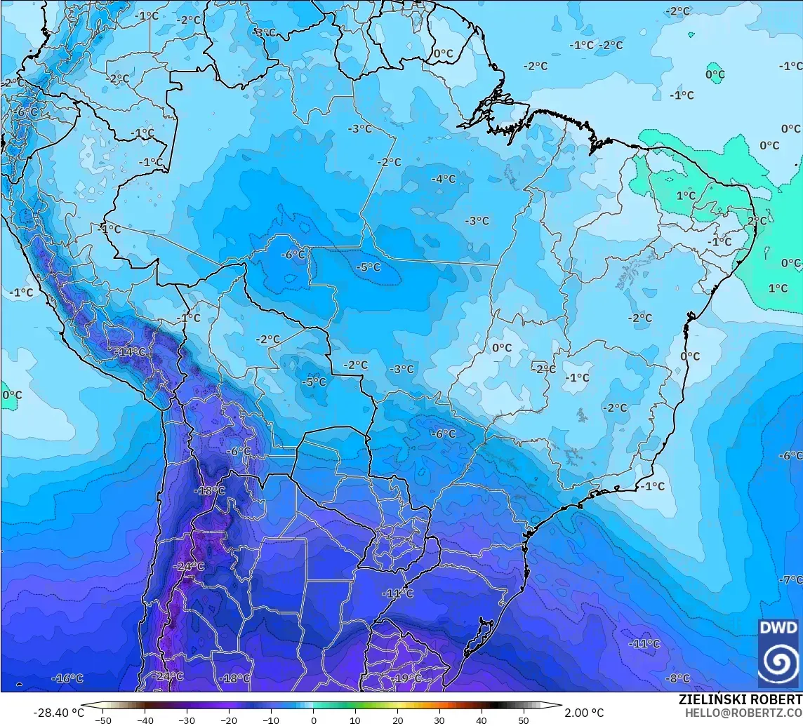ICON modelo - Brasil, Temperatura a 500 hPa