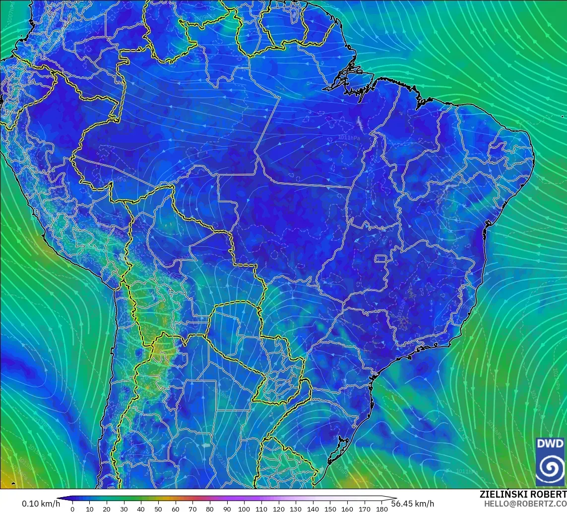 ICON modelo - Brasil, Viento a 10 m