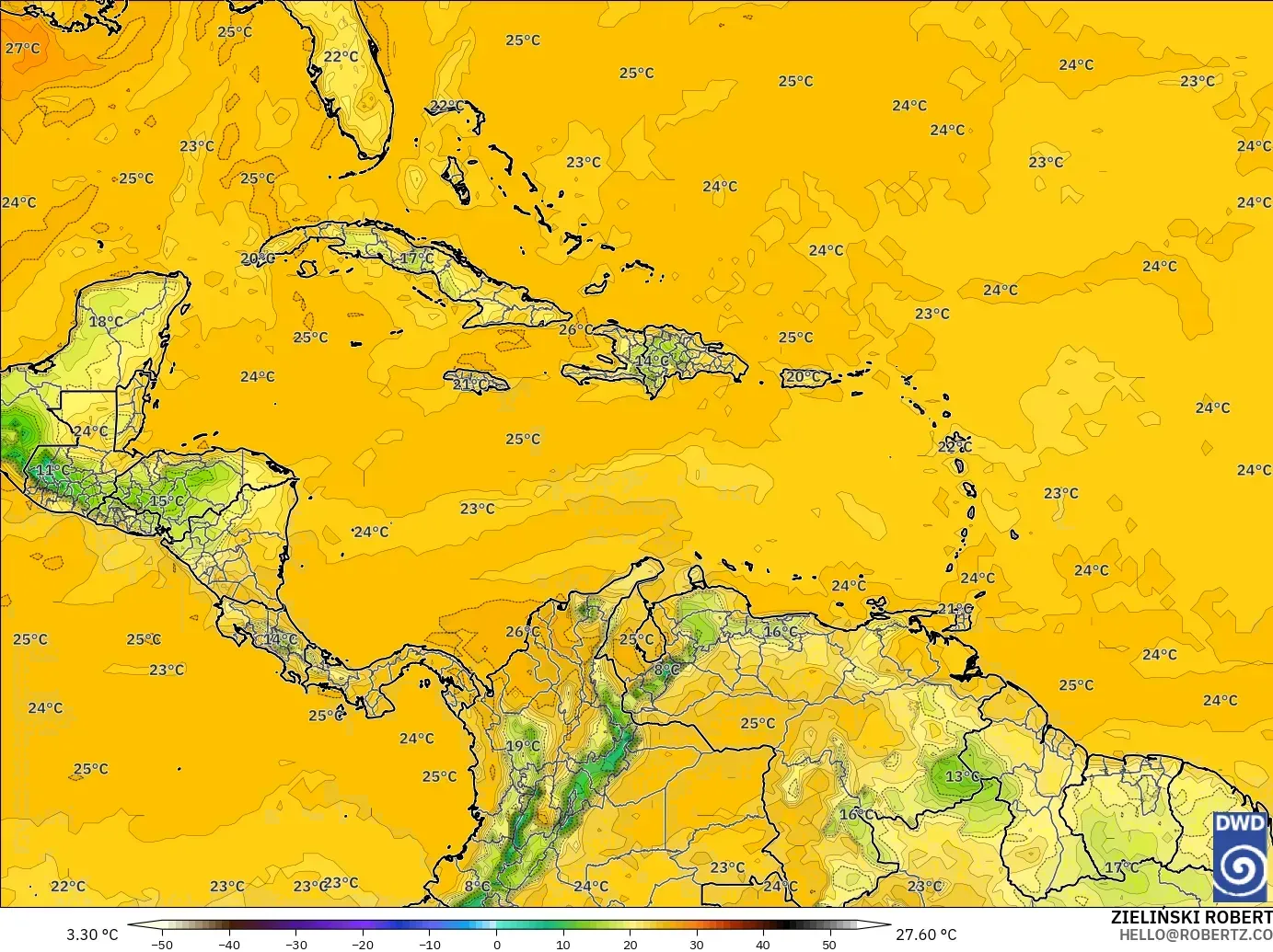 ICON modelo - Caribe, Punto de rocío a 2 m