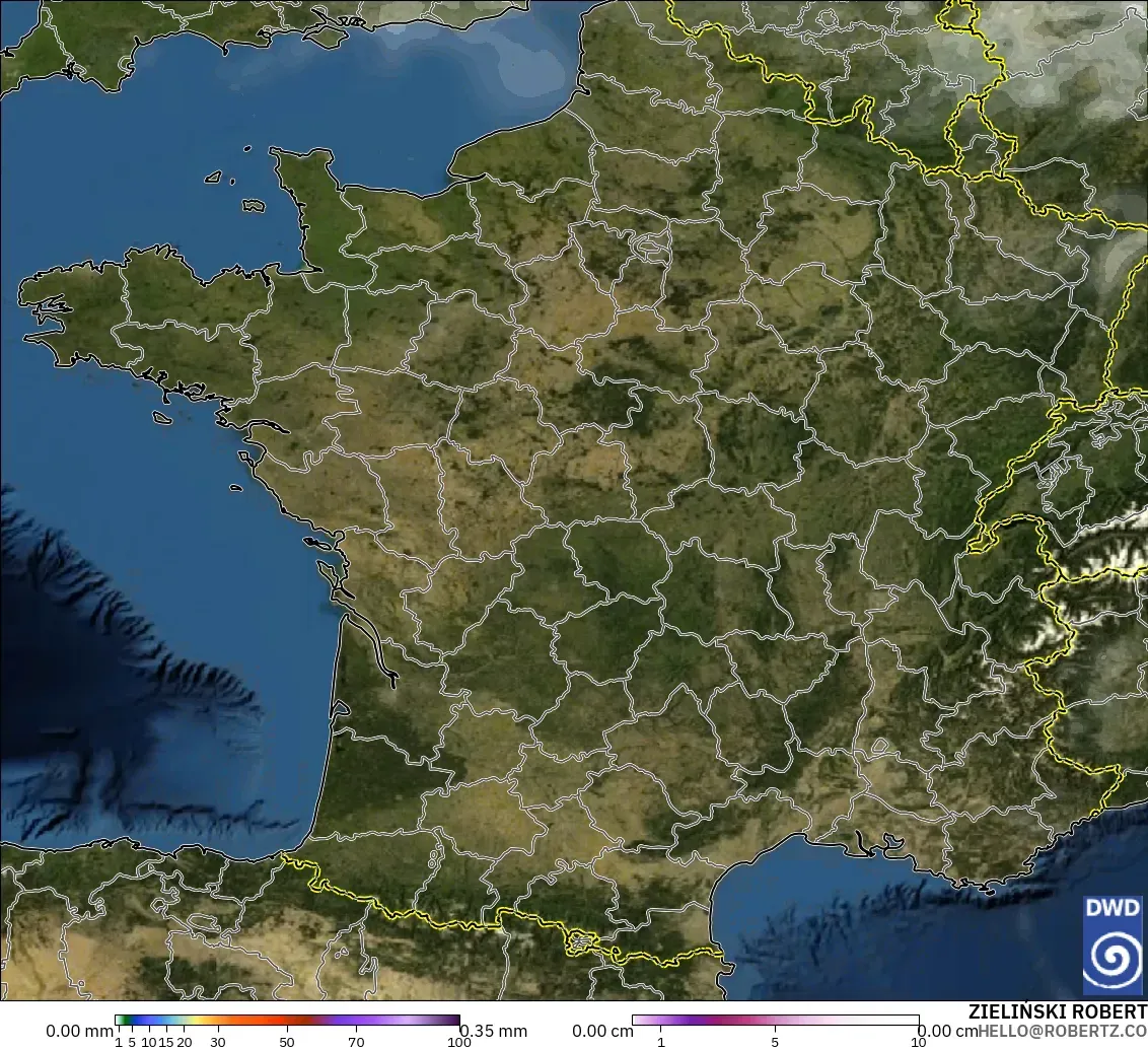 ICON modelo - Francia, Precipitación, nubes y presión