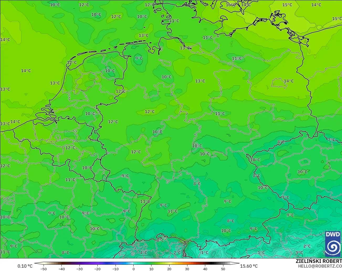ICON modelo - Alemania, Punto de rocío a 2 m
