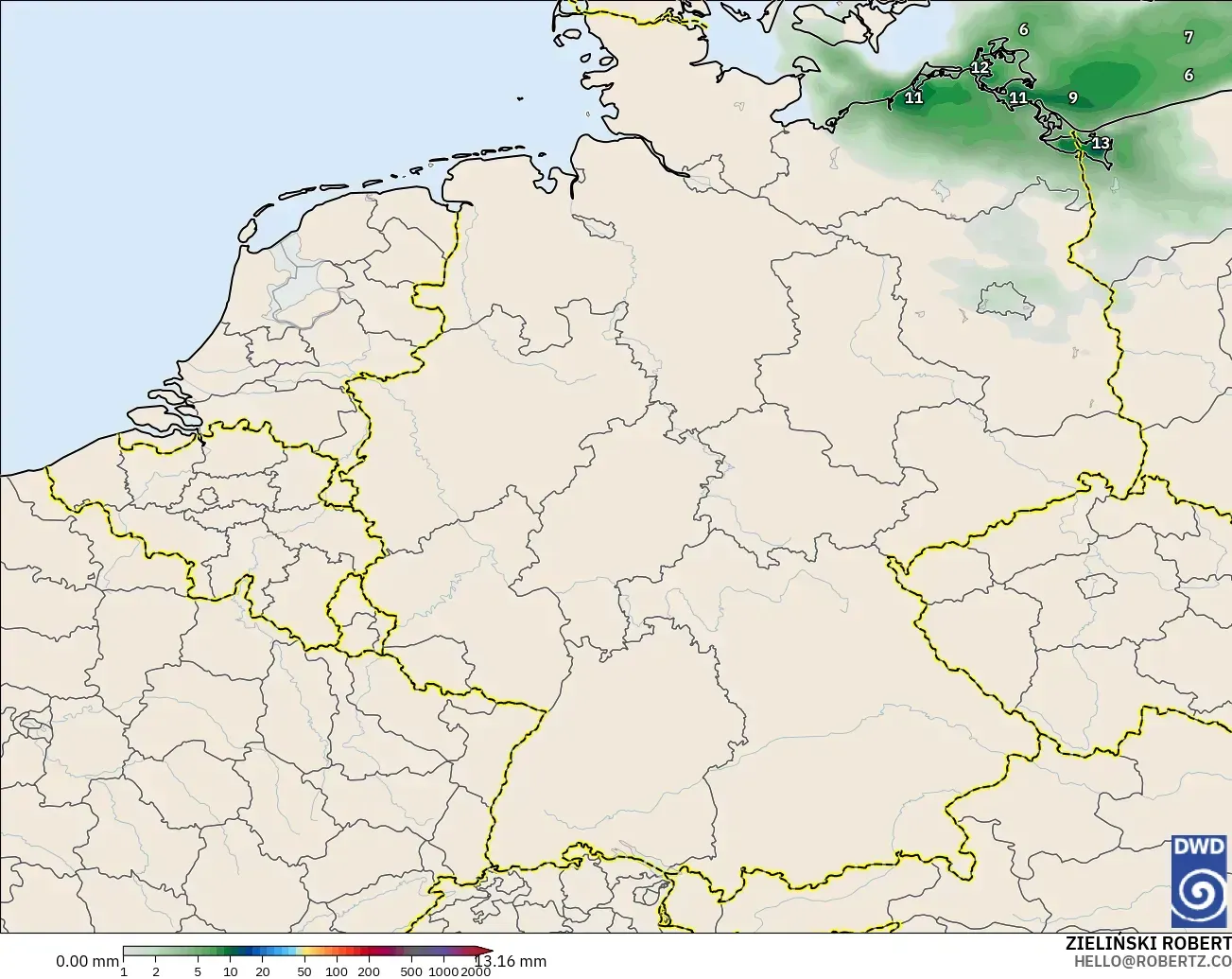 ICON modelo - Alemania, Acumulación de precipitación