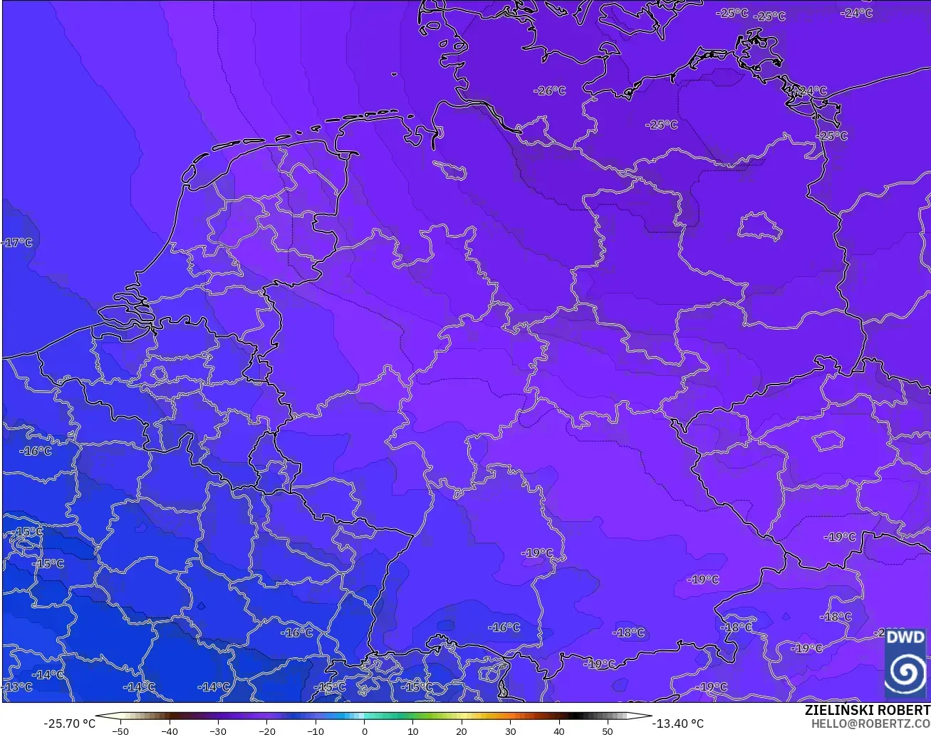 ICON modelo - Alemania, Temperatura a 500 hPa