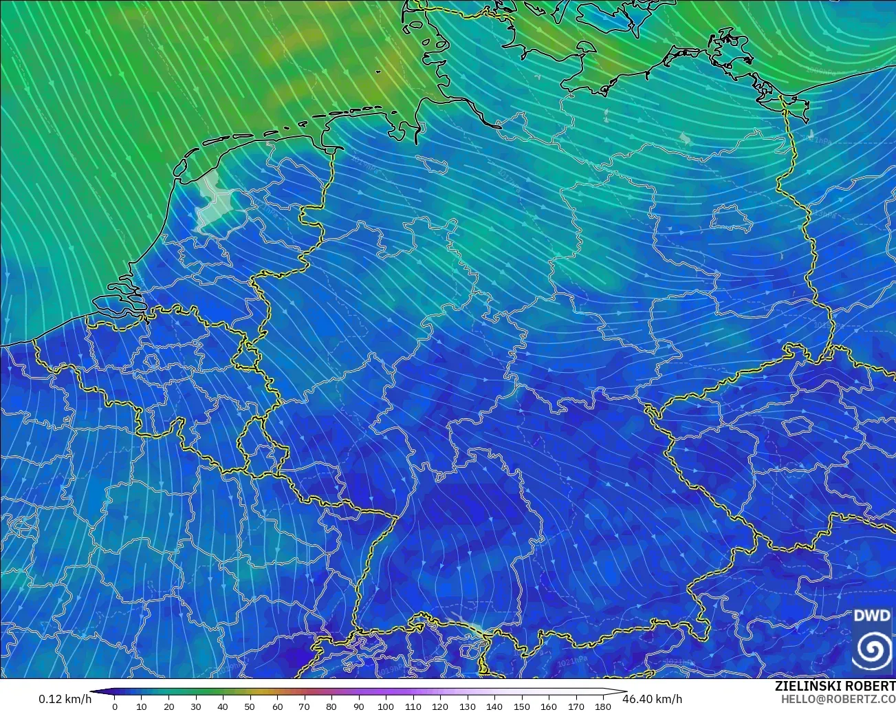 ICON modelo - Alemania, Viento a 10 m