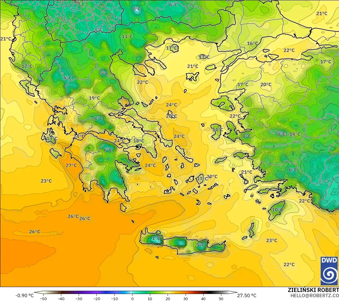 ICON modelo - Grecia, Punto de rocío a 2 m