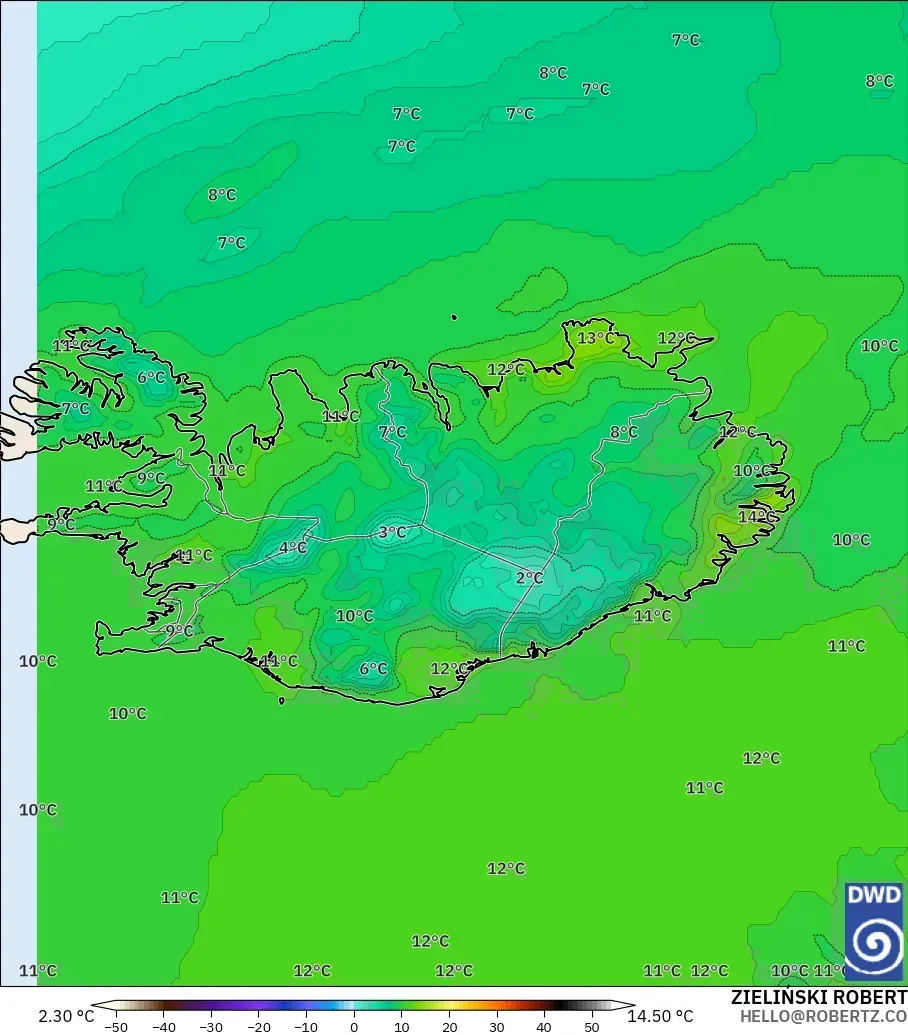ICON modelo - Islandia, Punto de rocío a 2 m