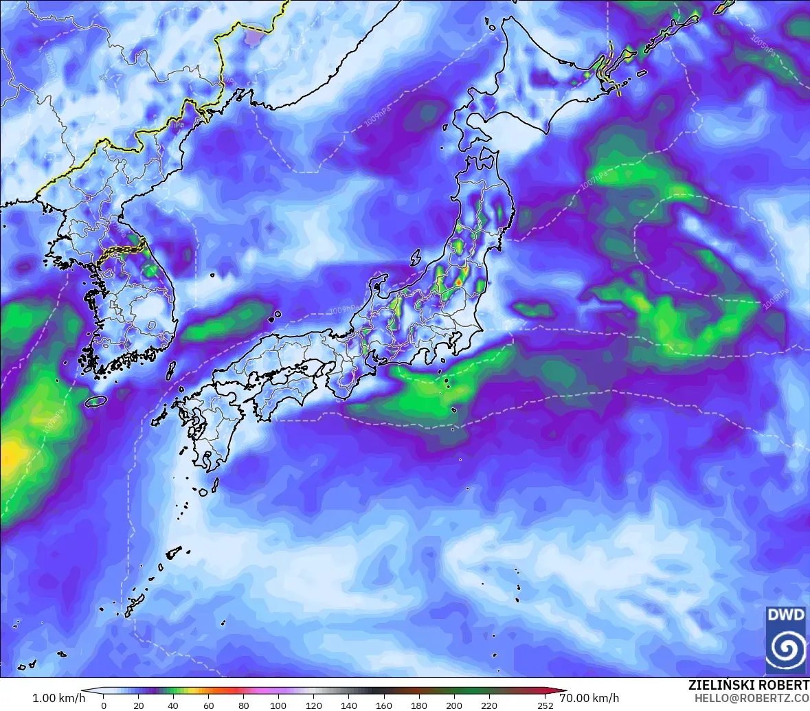 ICON modelo - Japón, Ráfagas de viento