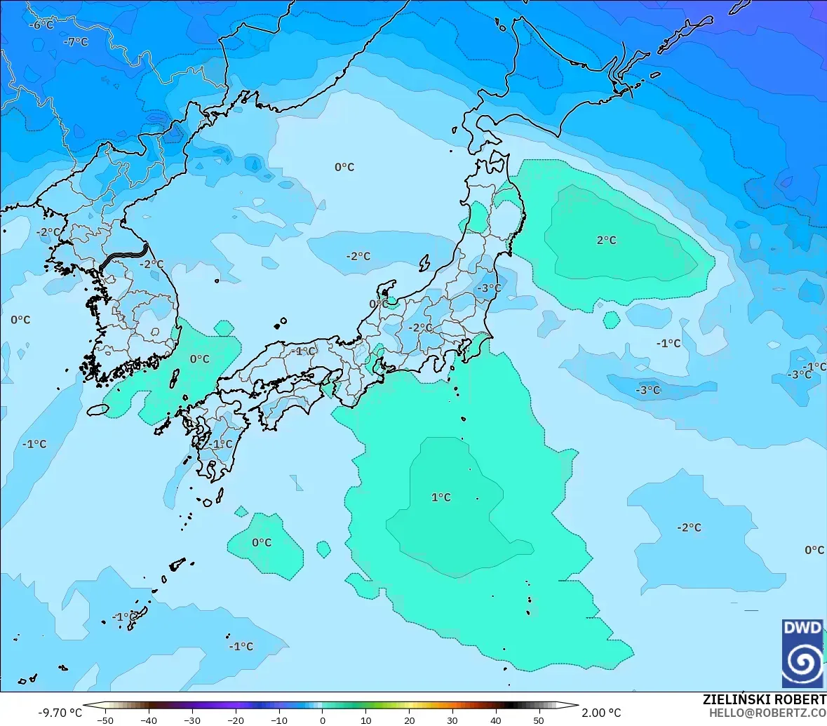 ICON modelo - Japón, Temperatura a 500 hPa