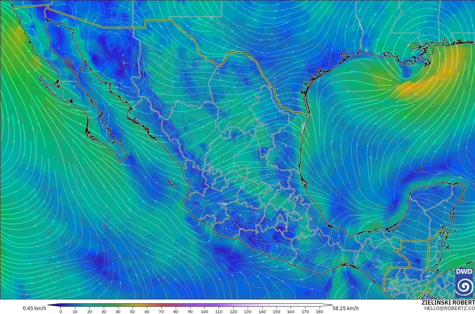 ICON modelo - México, Viento a 10 m