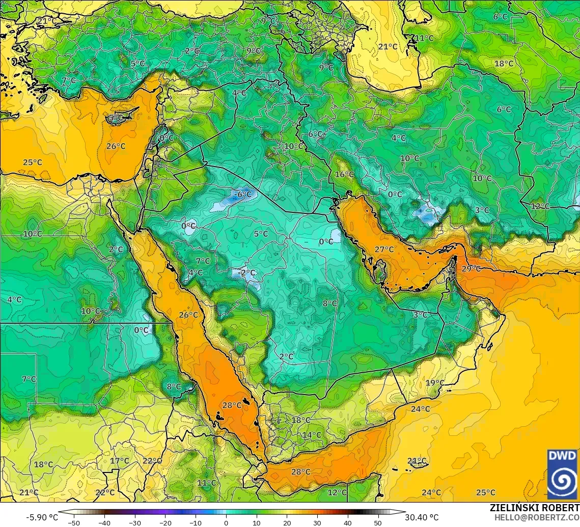 ICON modelo - Oriente Medio, Punto de rocío a 2 m