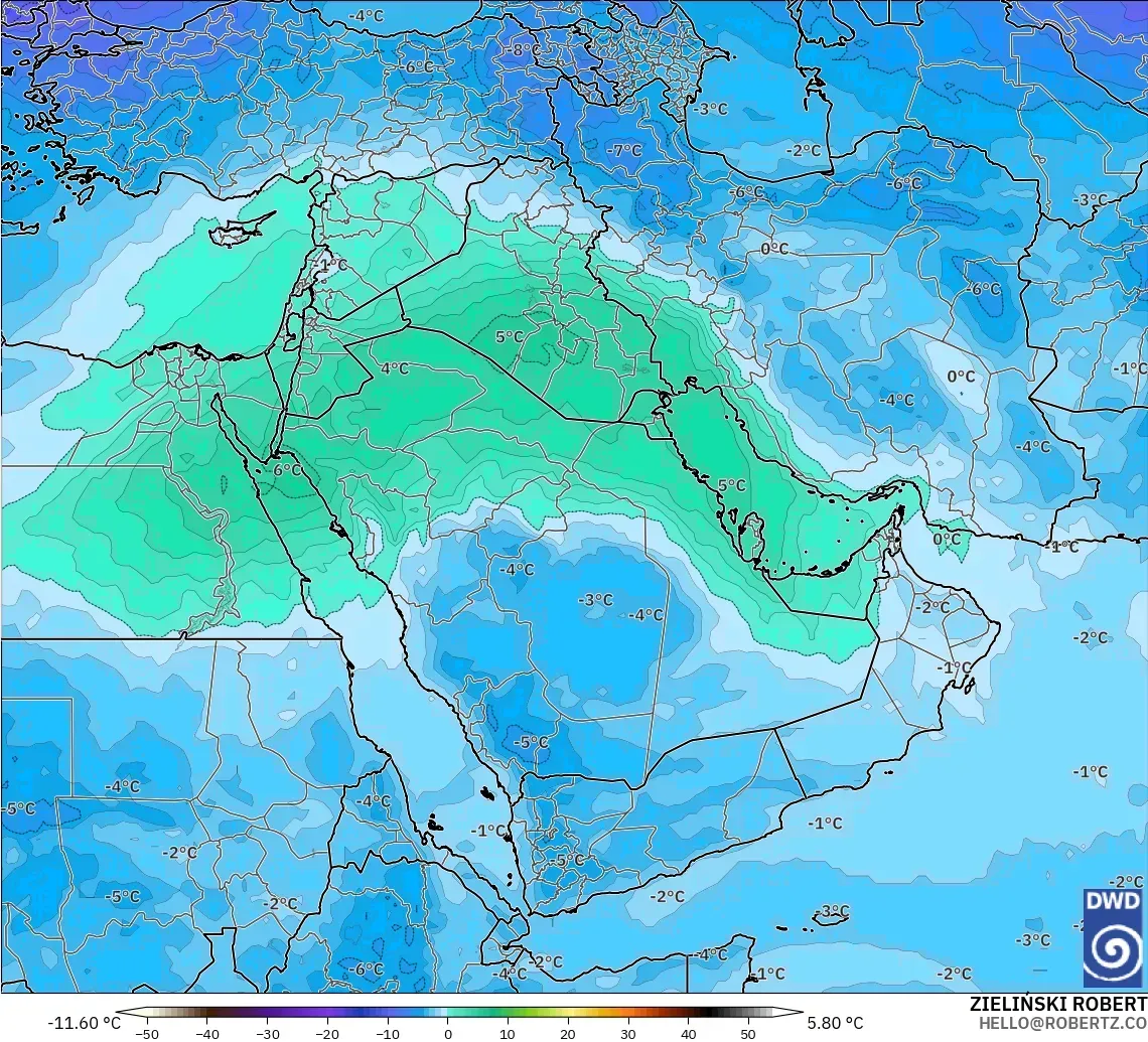 ICON modelo - Oriente Medio, Temperatura a 500 hPa