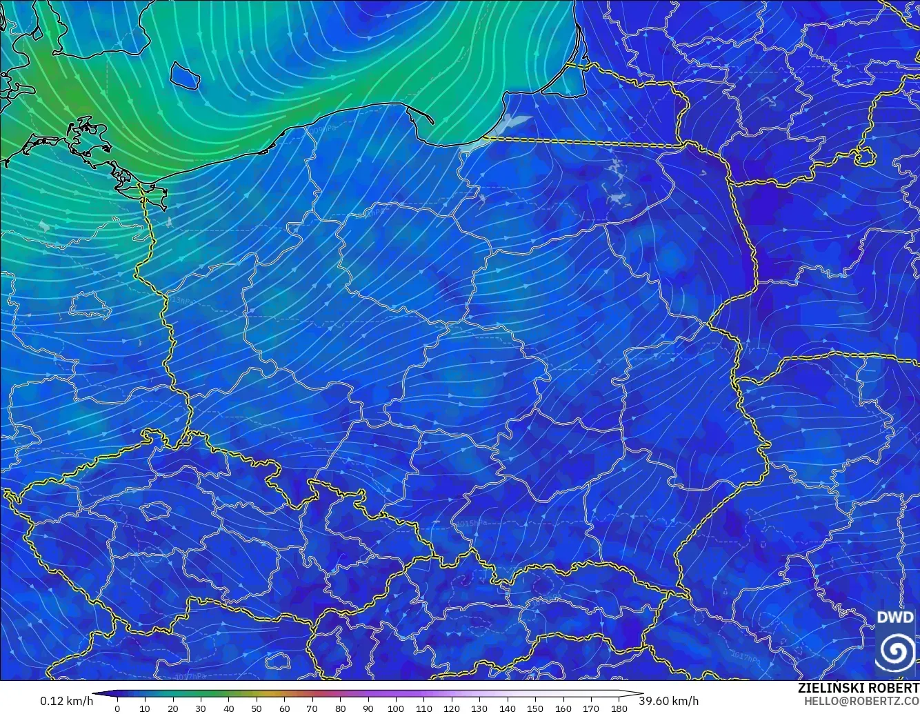 ICON modelo - Polonia, Viento a 10 m