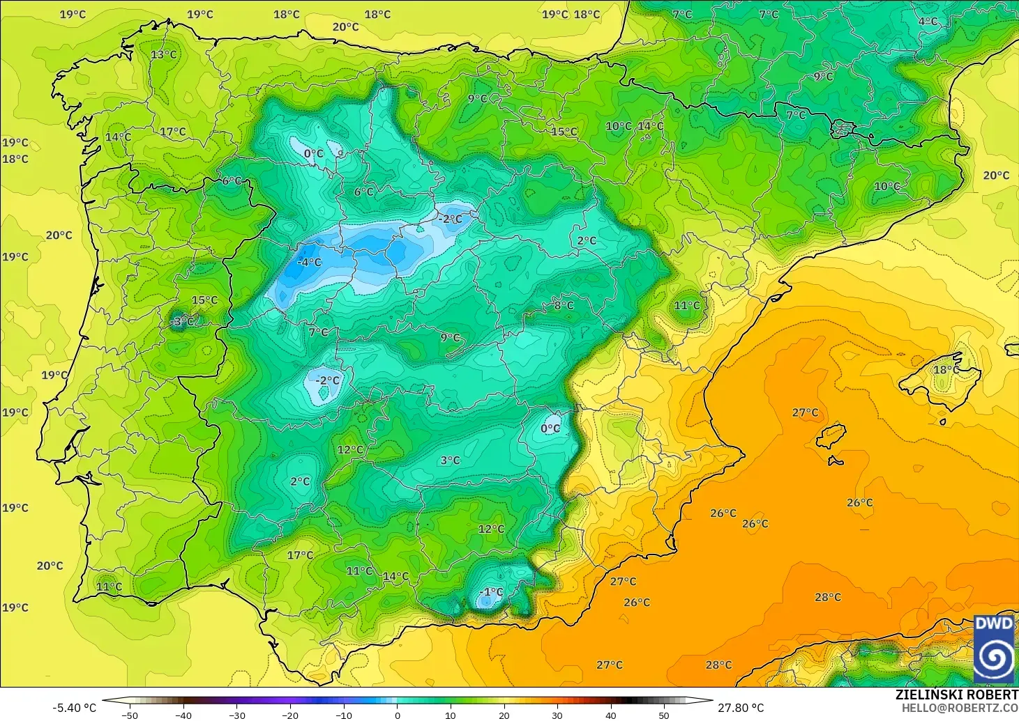 ICON modelo - España, Punto de rocío a 2 m