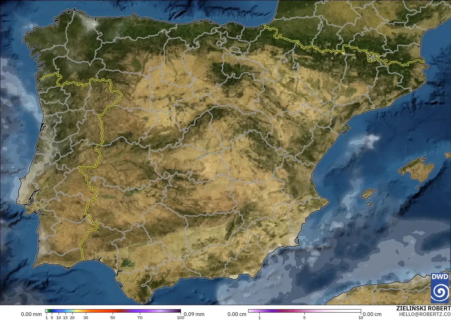 ICON modelo - España, Precipitación, nubes y presión