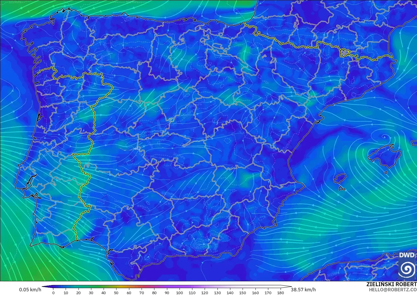 ICON modelo - España, Viento a 10 m