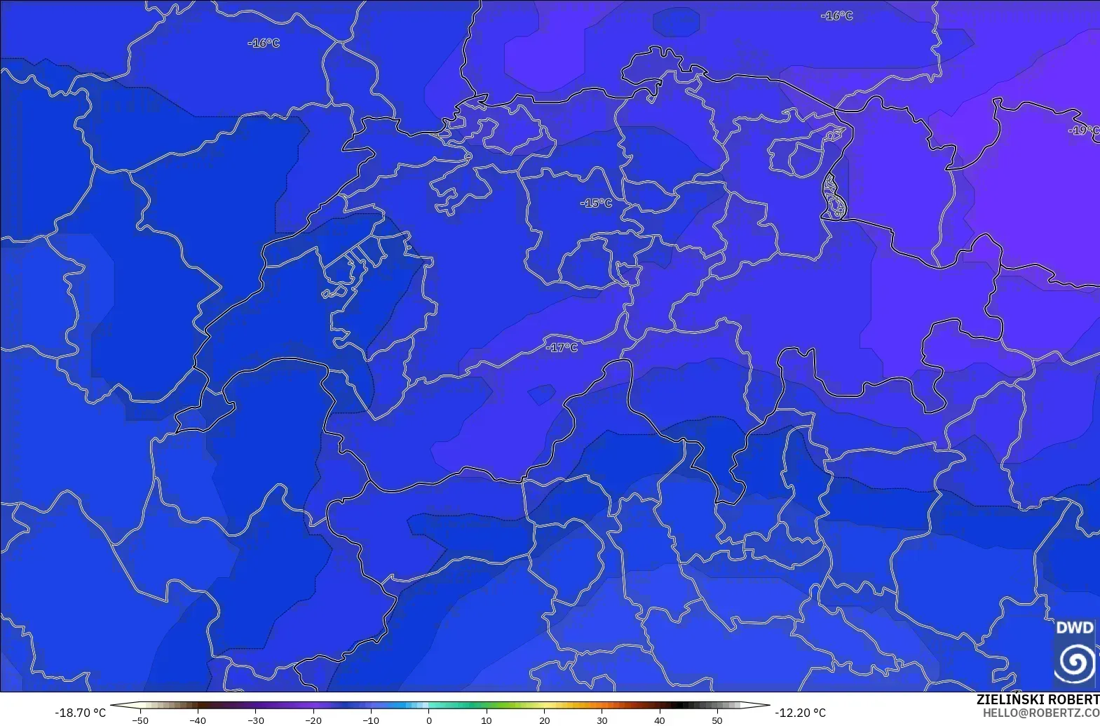 ICON modelo - Suiza, Temperatura a 500 hPa