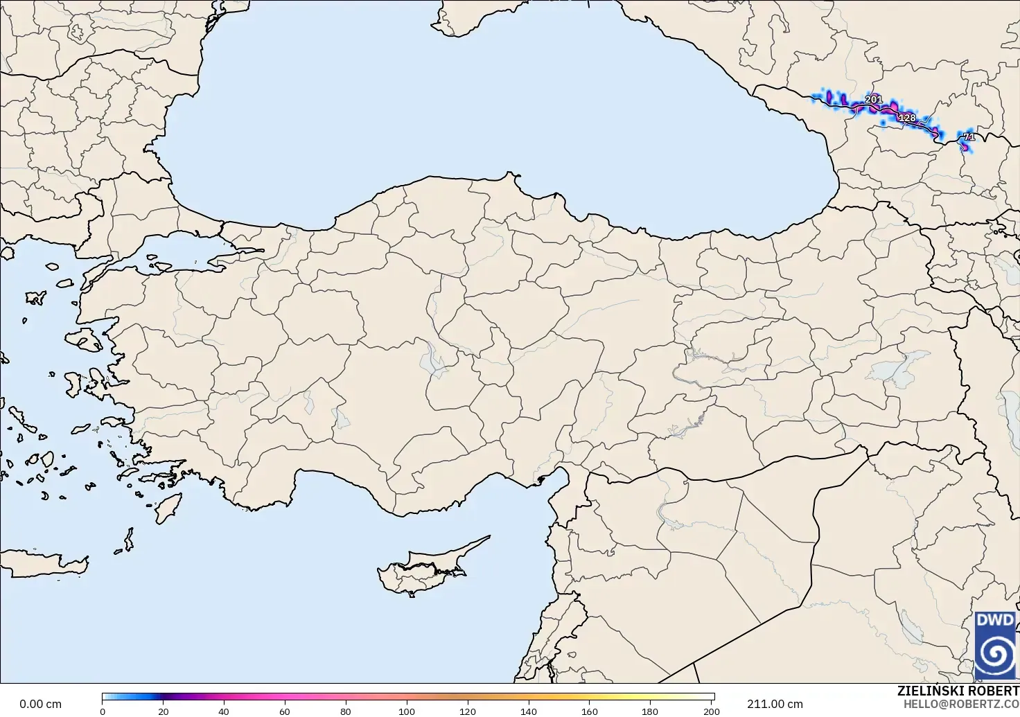 ICON modelo - Turquía, Profundidad de nieve