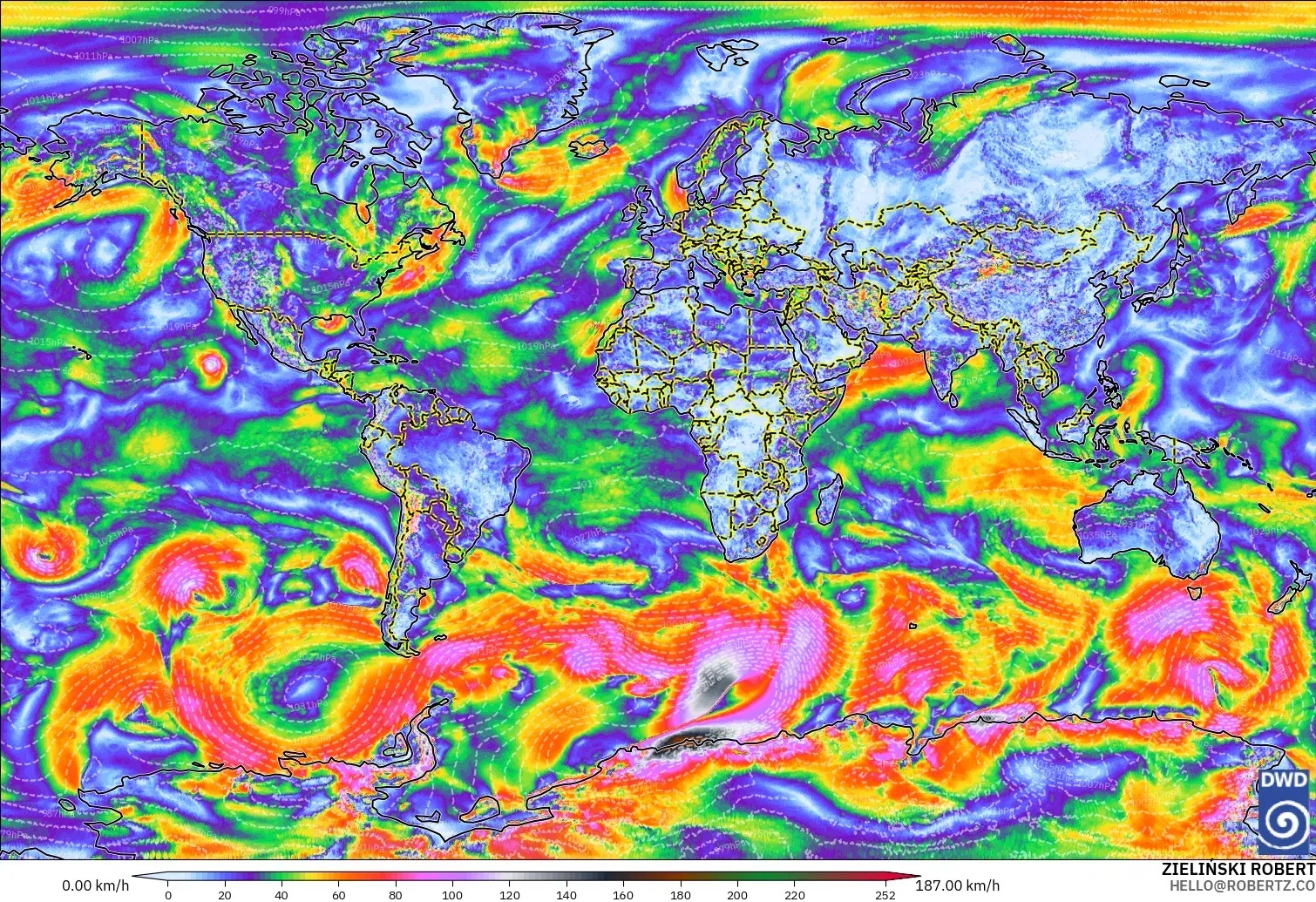 ICON modelo - Mundo, Ráfagas de Viento Máximas