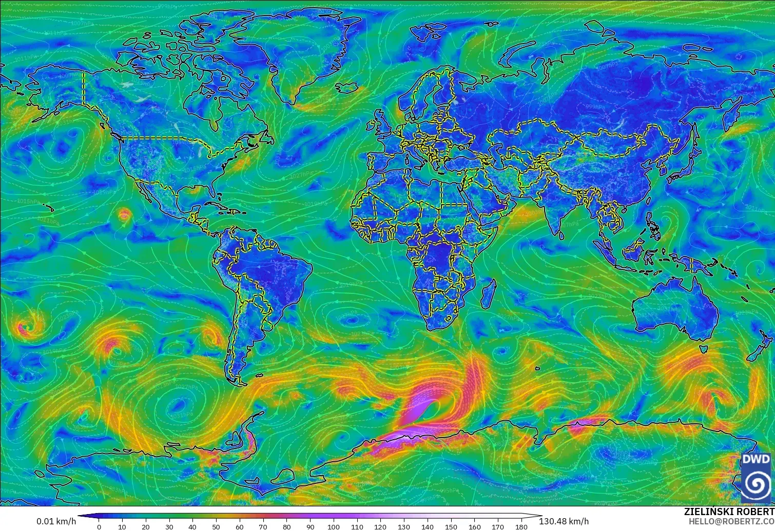 ICON modelo - Mundo, Viento a 10 m