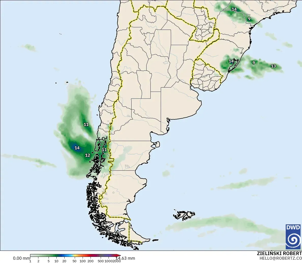 ICON modelo - Argentina, Acumulación de precipitación